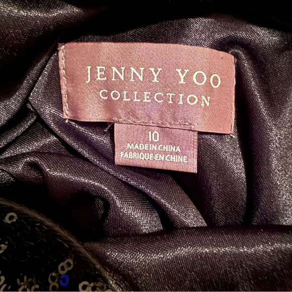 Jenny‎ Yoo Jules Sequin Gown Size 10 Black Blouson Formal Evening Wedding - Picture 6 of 10